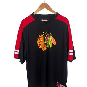 Majestic‎ Chicago Blackhawks NHL Jersey Mens 2XL Black Red Short Sleeve Mesh